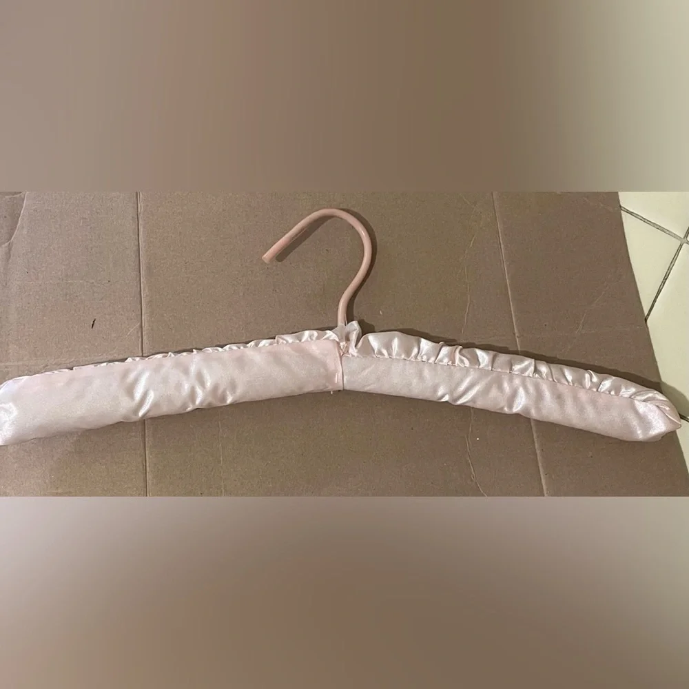 Vintage Ruffled Fabric Clothes Hanger Padded in Pastel Light